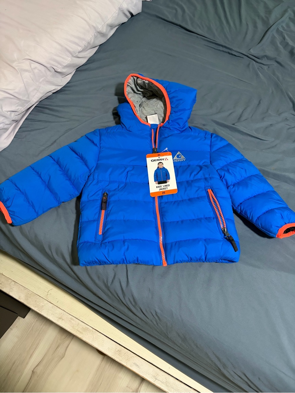Gerry Bright Blue Kids Puffer Jacket with Orange Accents